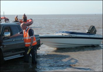 The stricken speedboat was returned to Burnham Beach by the RNLI crew