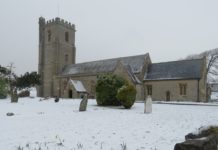 St Andrew's Church in Burnham-On-Sea in snow