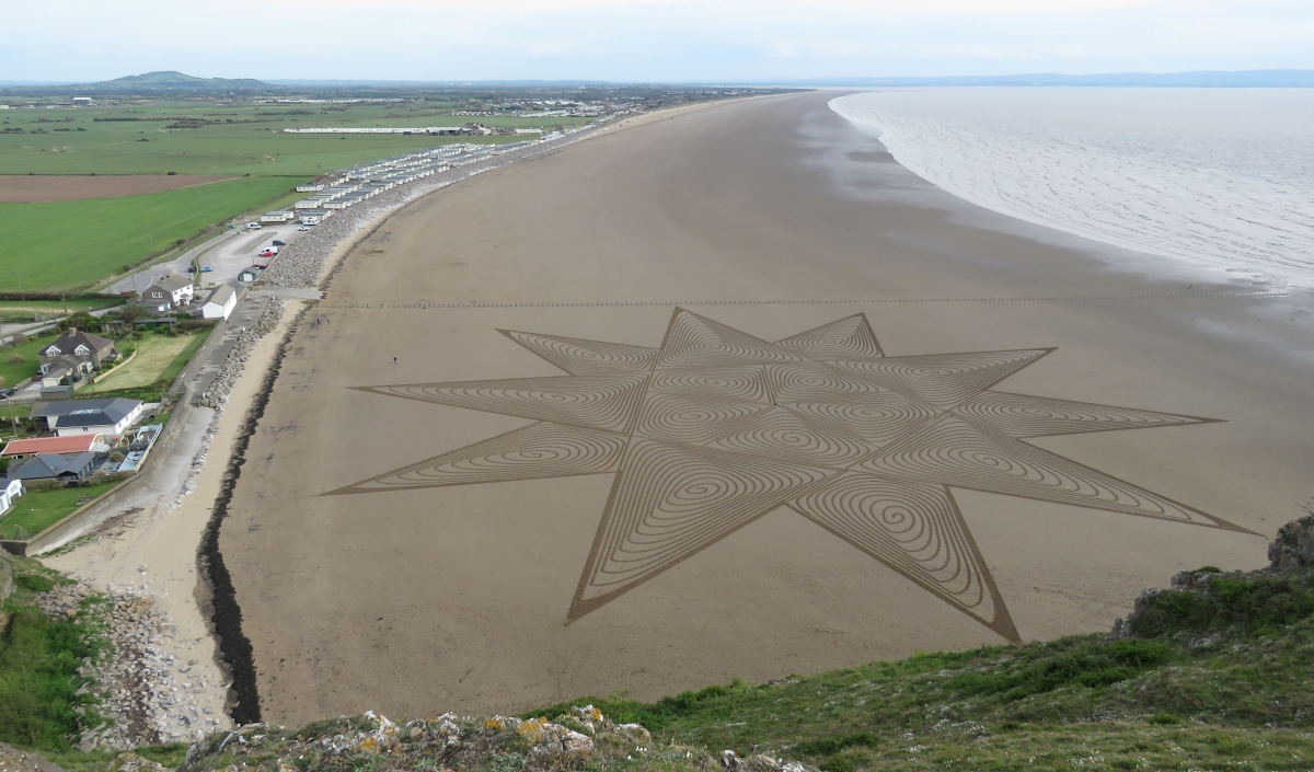 Sand artist Simon Beck unveils impressive 100th art display on Brean beach