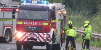 Burnham-On-Sea fire engine on M5 motorway