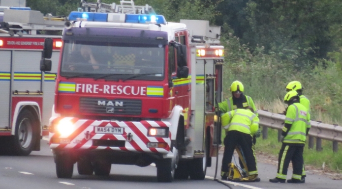 Burnham-On-Sea fire engine on M5 motorway