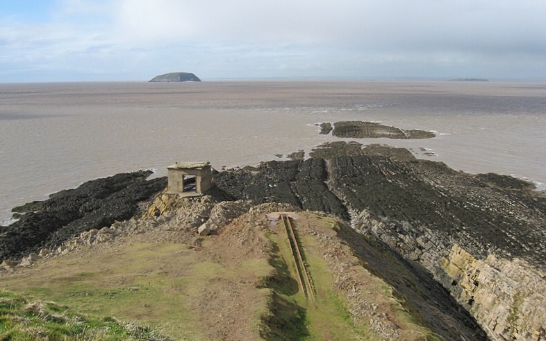 Flat Holm island in the Bristol Channel estuary near Brean Down