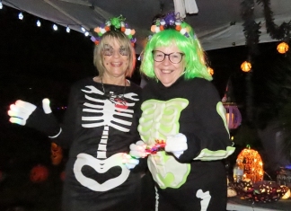 Morag Croker and Sandy Ballantyne at the Burnham-On-Sea Halloween display