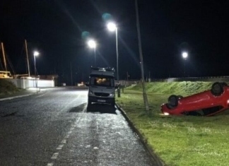 Burnham-On-Sea Police arrest driver as car overturns after crashing into lamp post on seafront