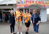 A father and daughter have raised £450 for the RNLI by walking from the pier at Weston-Super-mare to Burnham-On-Sea Pavilion.