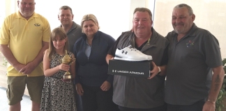 Brean Golf Club winners: Mike Porter, Lola, Gareth & Emma Davies, Paul Bacon and Dave Mann.