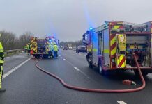 M5 motorway fire engines