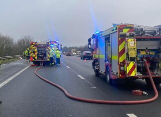 M5 motorway fire engines