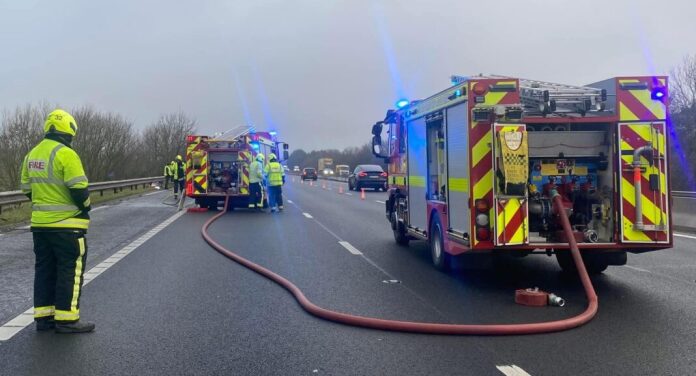 M5 motorway fire engines